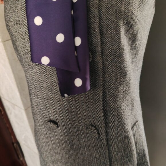 Self-portrait Gray checkered scarf, gray dress - Picture 8 of 11